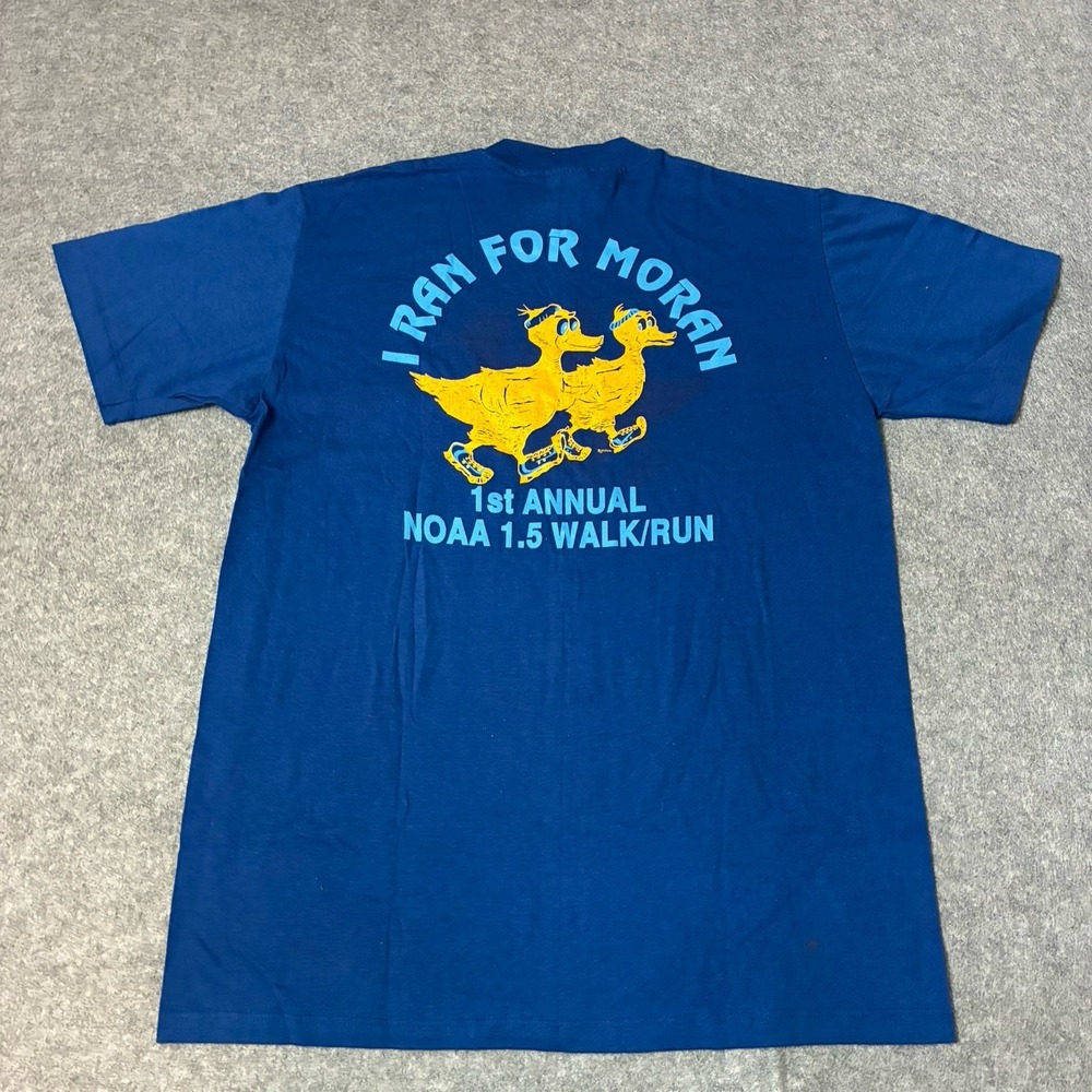 Vintage 80s Stedman Hi-Cru Pocket T-Shirt Mens L USA NOAA Ostrich Graphic - READ
